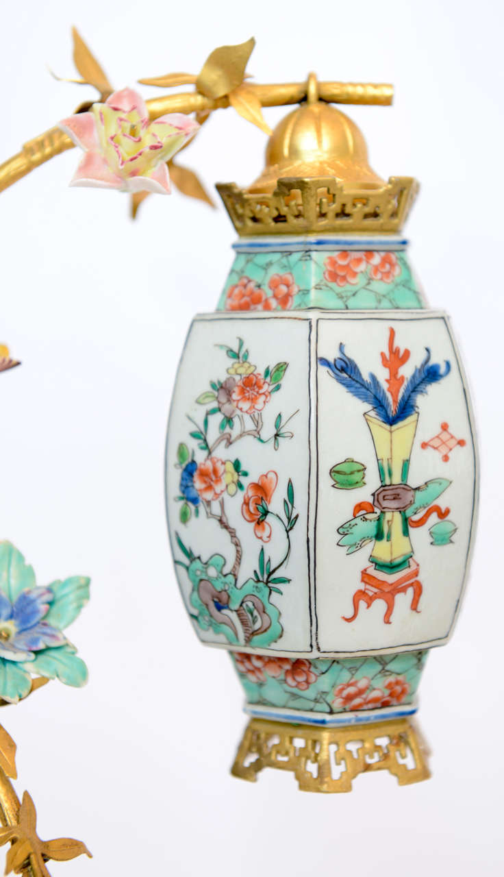 Pair Of Chinese Porcelain Figurines Holding Up Lanterns 5