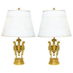 An Elegant Pair Of Gilded Bronze Lamps By Alfred Beurdelay