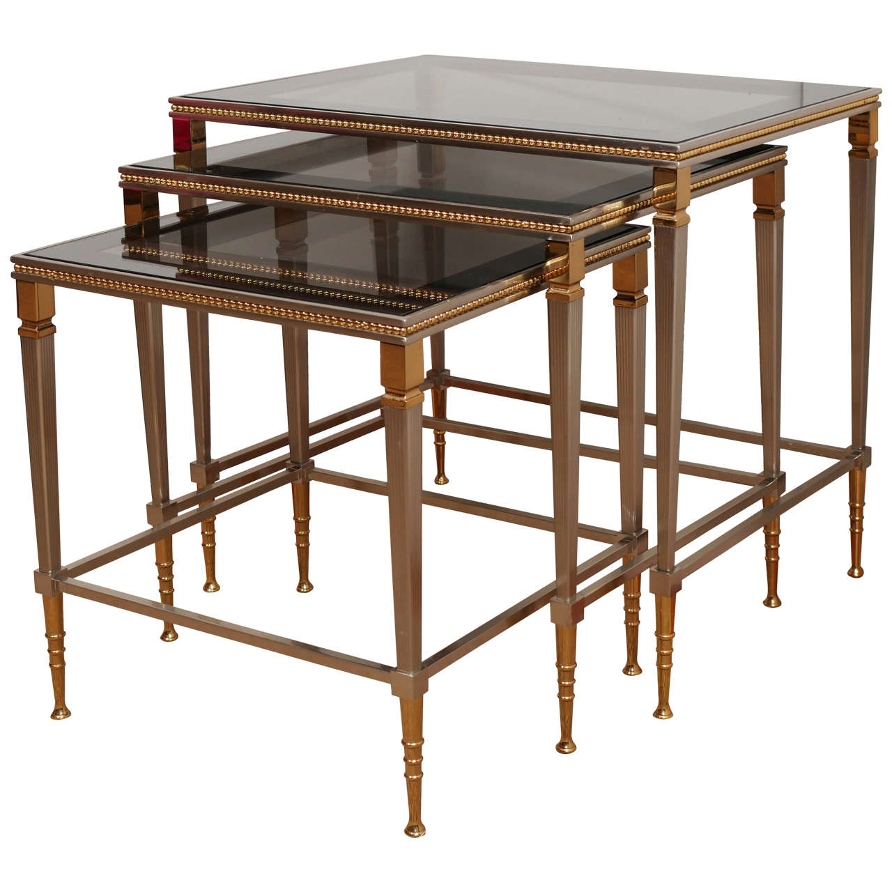 Set of Nickel and Brass Nesting Tables