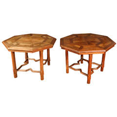 Pair of Octagonal Oak Gothic Centre Tables