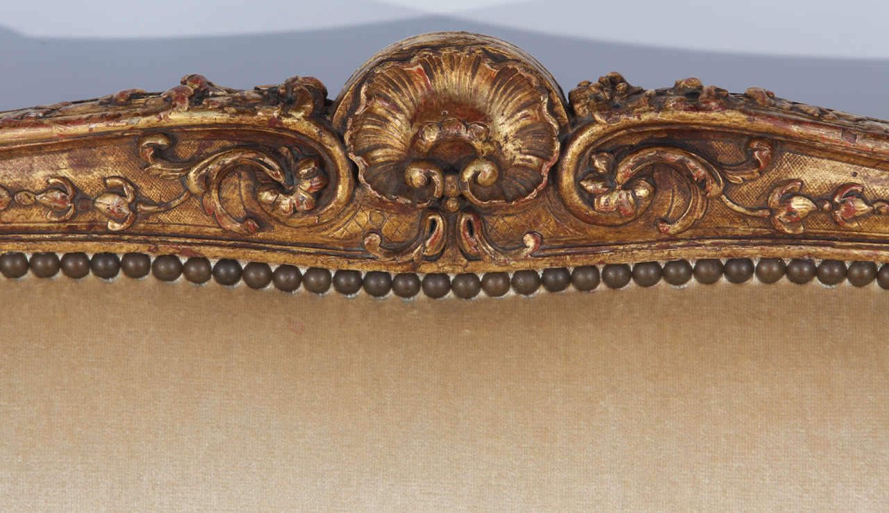 19th Century French Regency Giltwood Settee In Excellent Condition In Los Angeles, CA