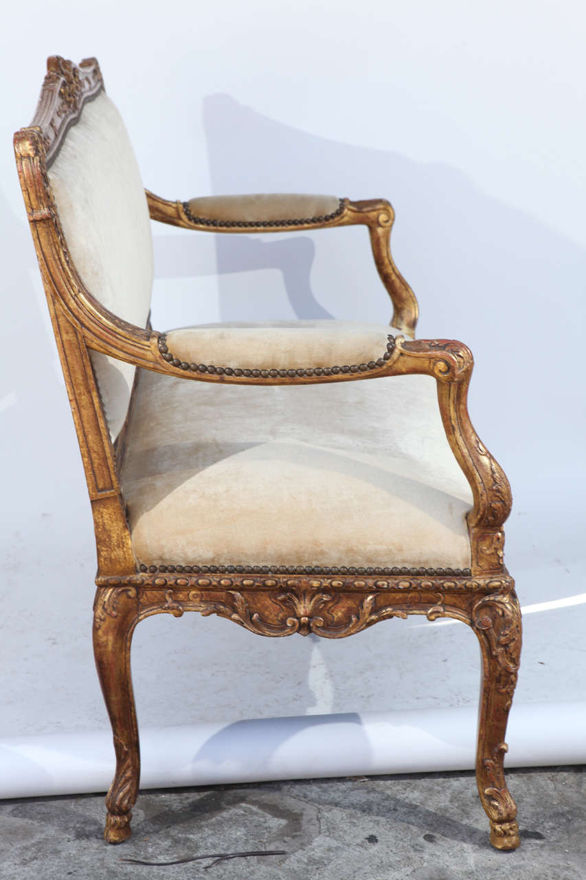 19th Century French Regency Giltwood Settee 1