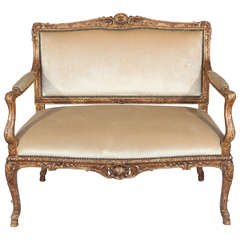 19th Century French Regency Giltwood Settee