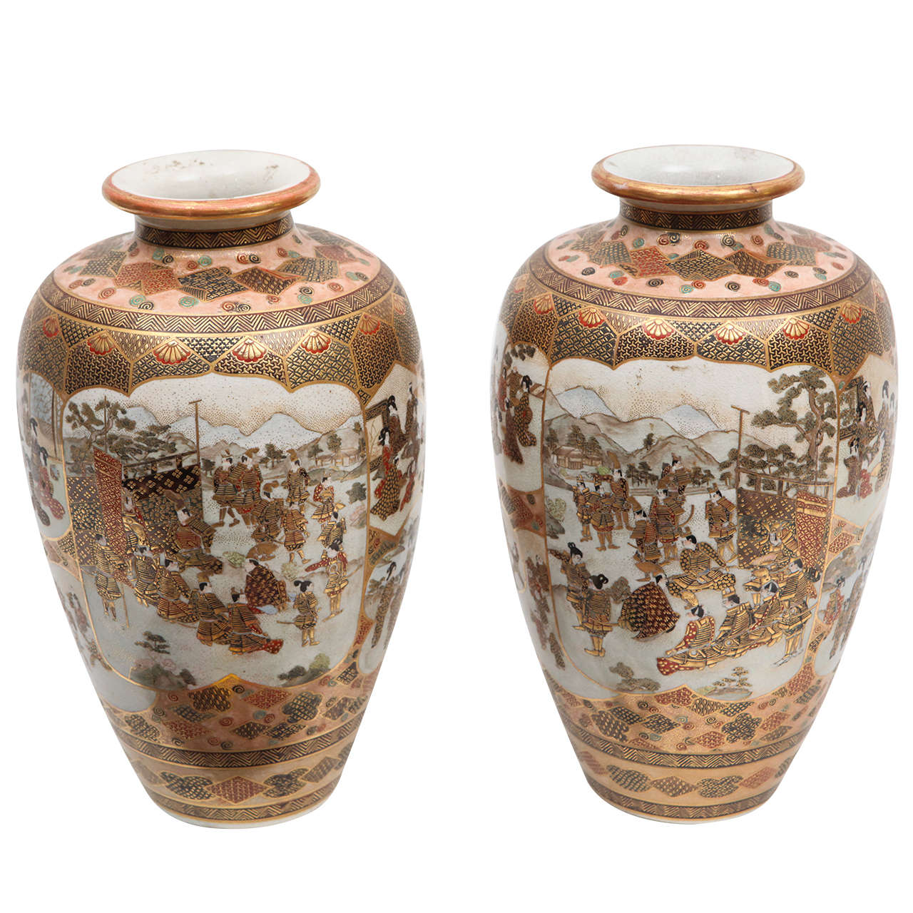 Pair of 19th Century Japanese Satsuma Porcelain Vases
