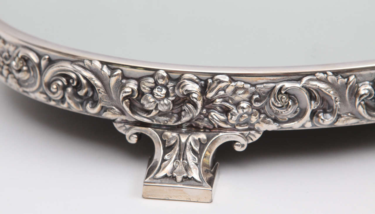 19th c. Reed and Barton Silvered Bronze Oval Plateau In Excellent Condition In Los Angeles, CA