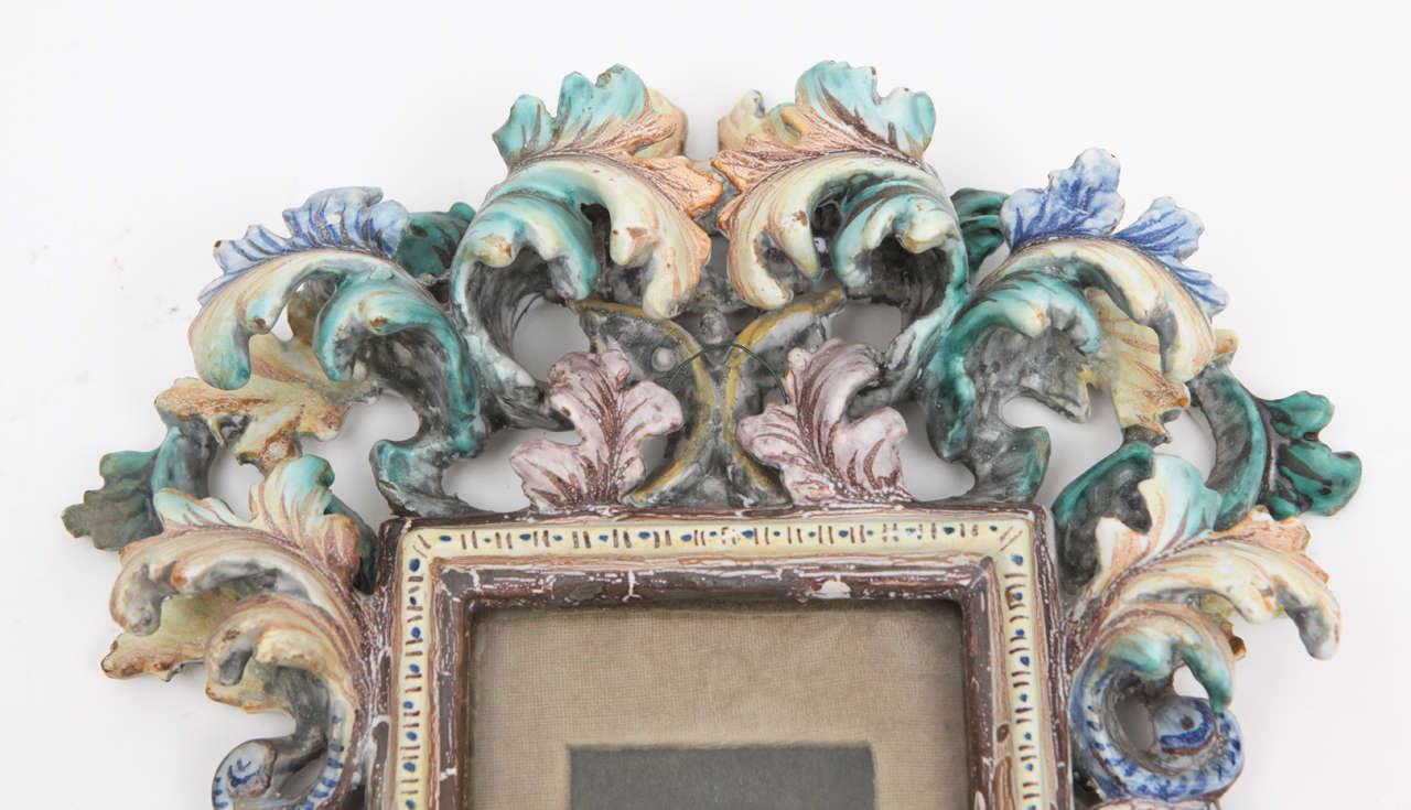 Rococo 18th Century Portrait in Faience Frame For Sale