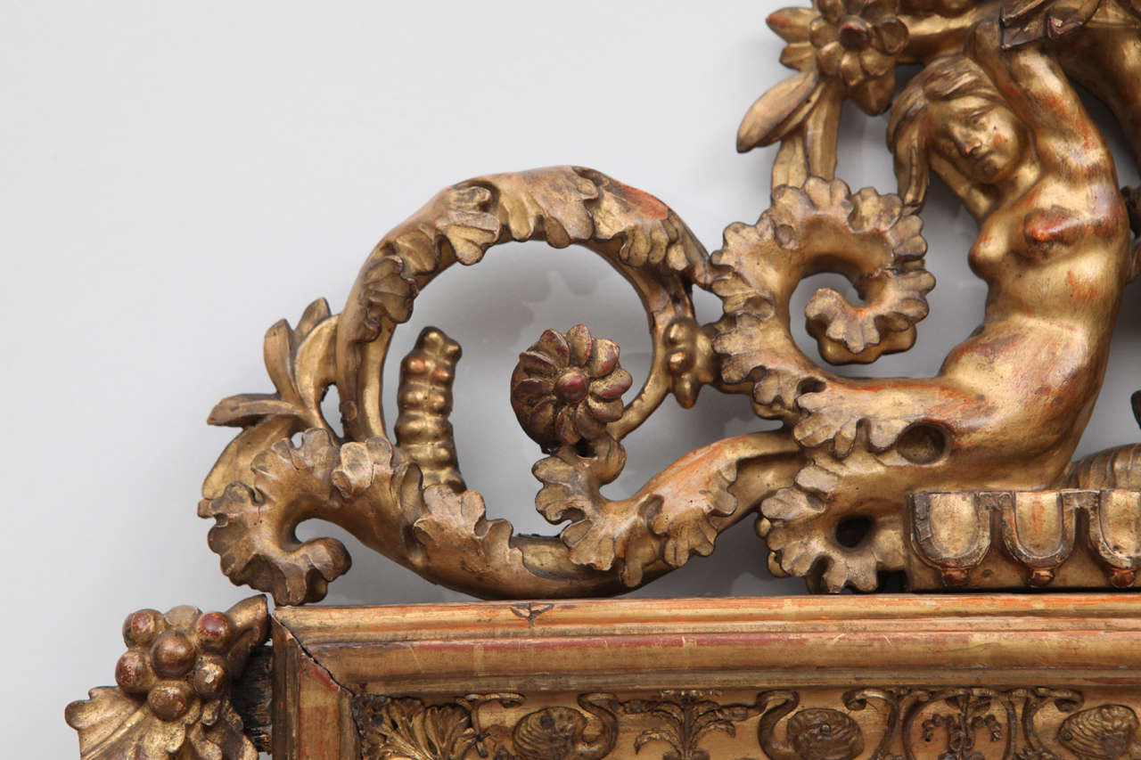 Pair of 19th Century French Empire Giltwood Mirrors In Good Condition For Sale In Los Angeles, CA