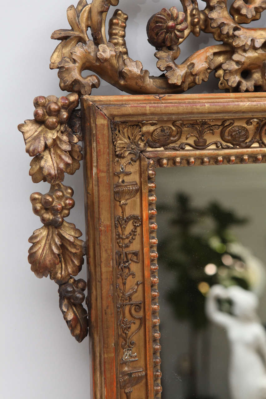 Pair of 19th Century French Empire Giltwood Mirrors For Sale 1