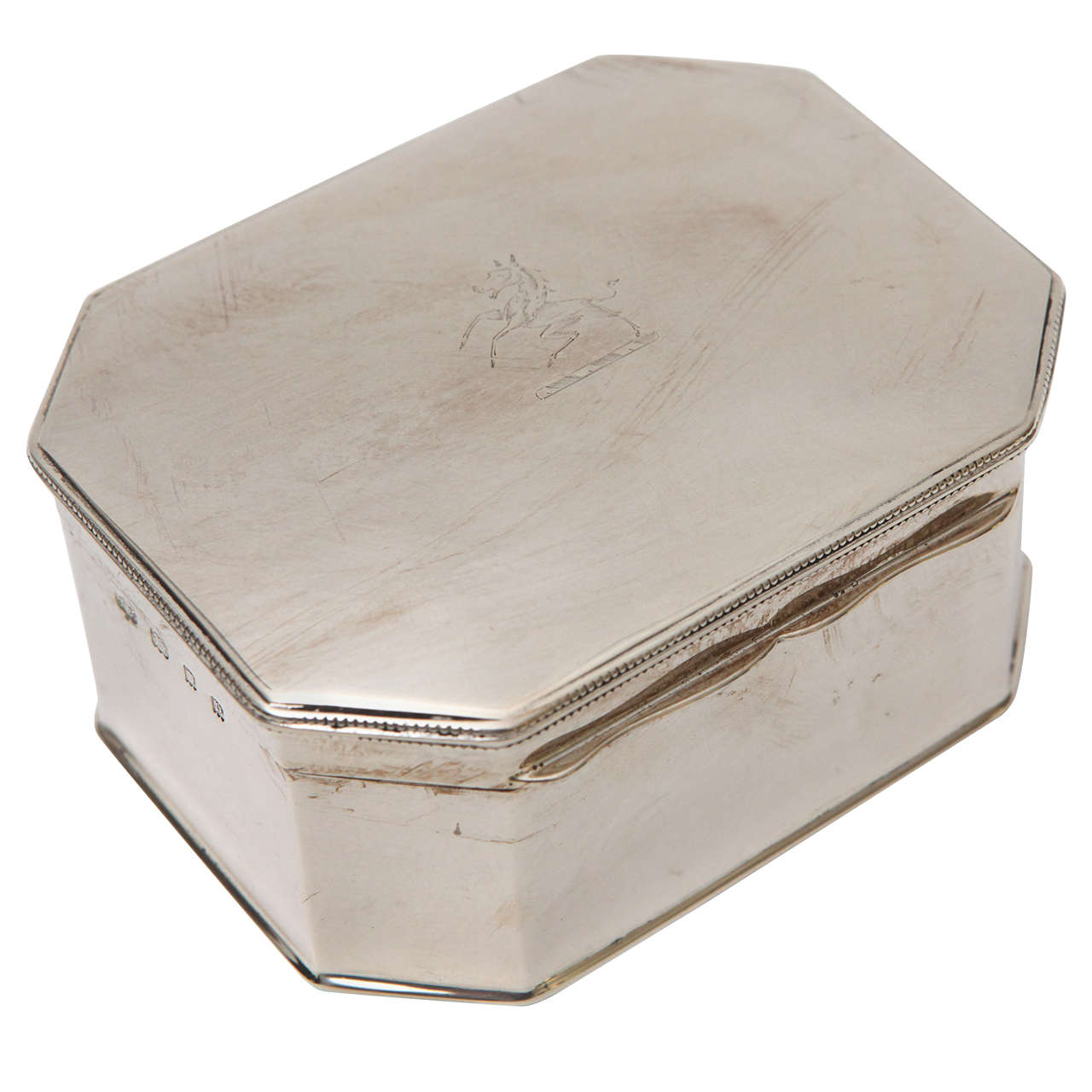 1900s English Sterling Box with Gold Wash Interior For Sale