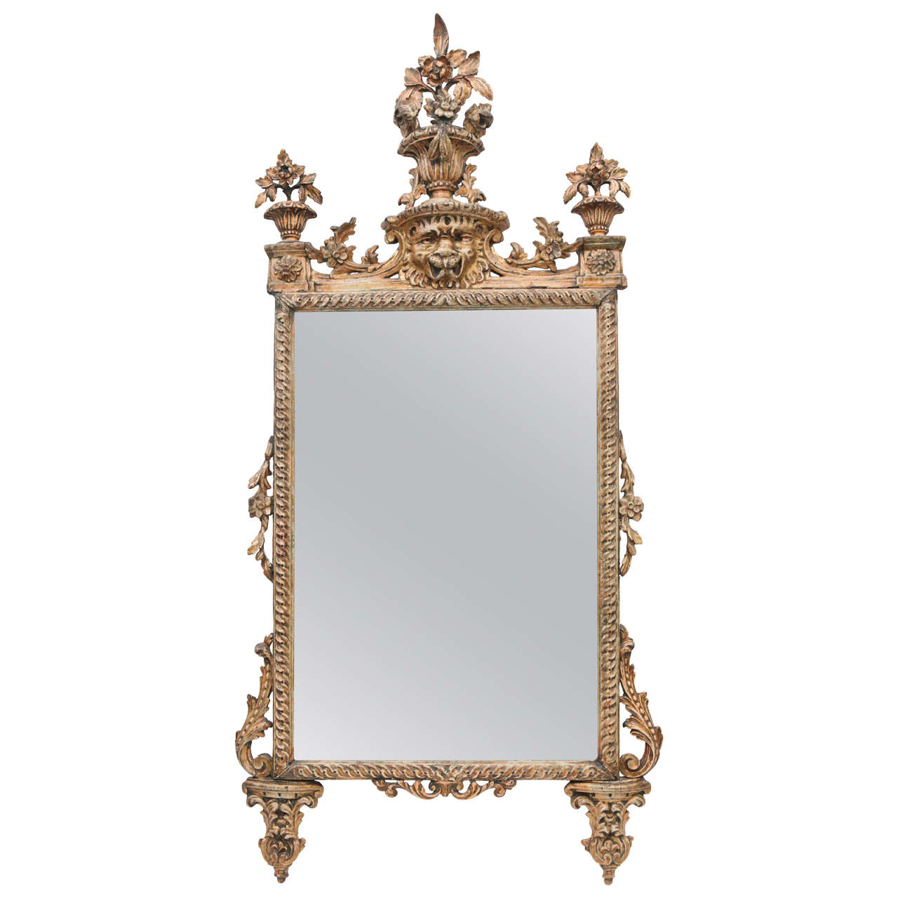 18th Century Italian Giltwood and Painted Mirror For Sale