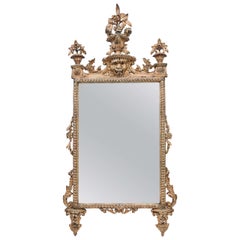 Miroir italien du 18ème siècle en bois doré et peint