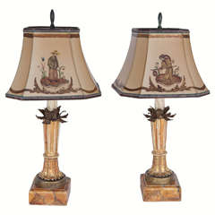 Pair of 19th Century Italian Giltwood Candle Lamps