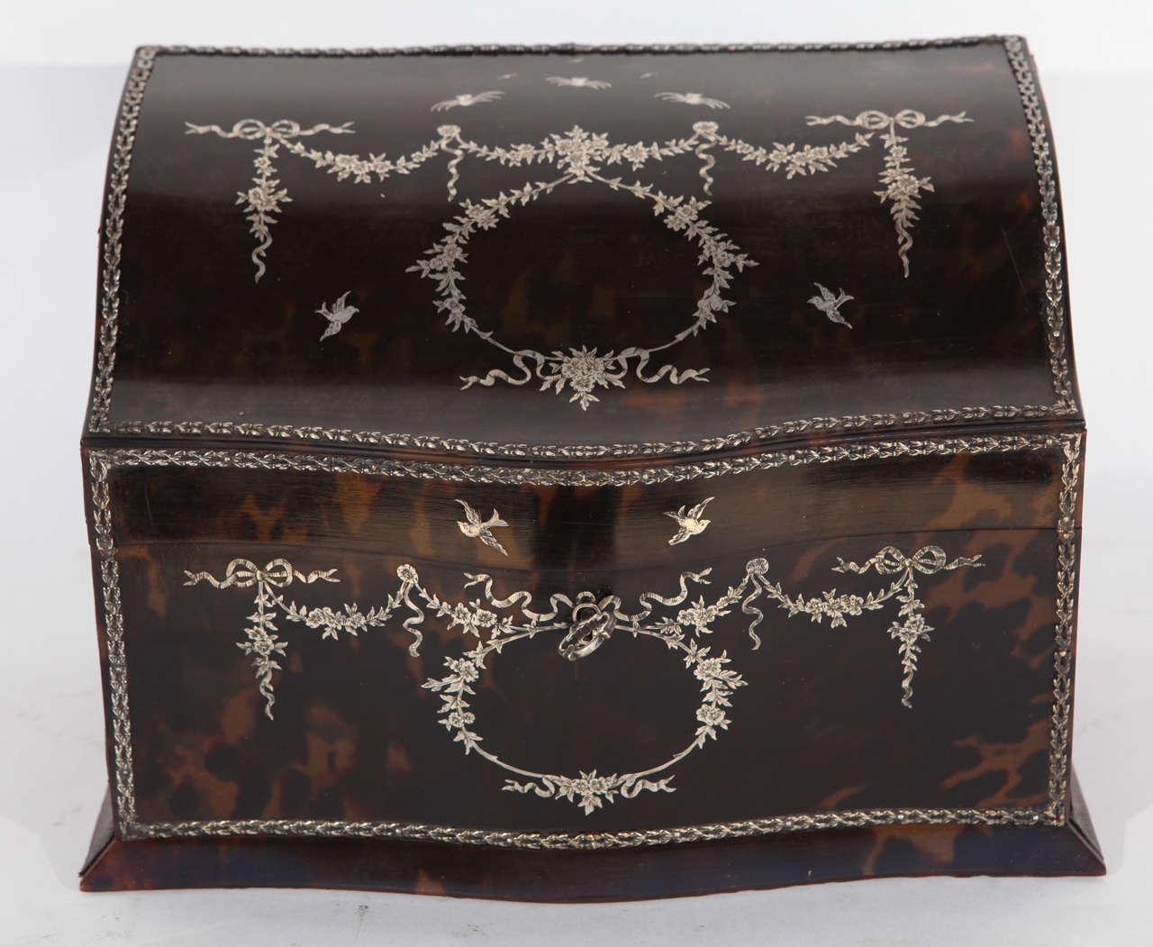 Early 1900's English Tortoiseshell Letter Box with Sterling Silver Inlay and Mounts.  Asprey London.