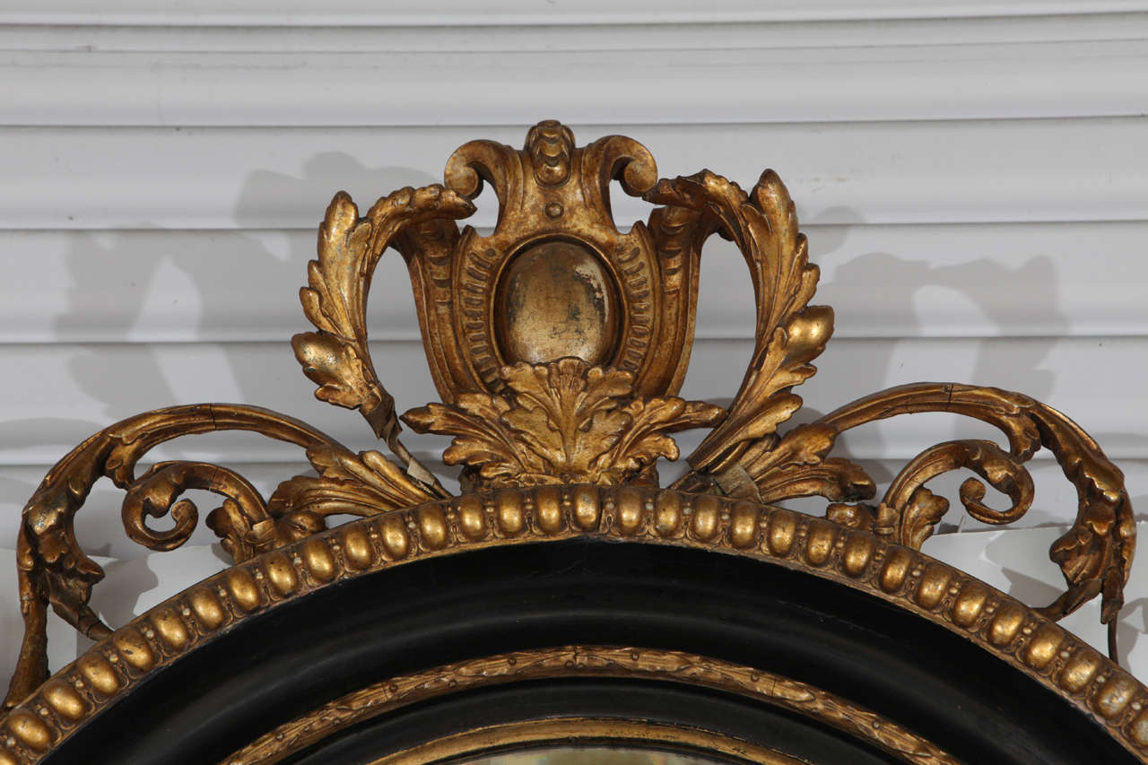 Carved 19th Century English Round Gesso Mirror