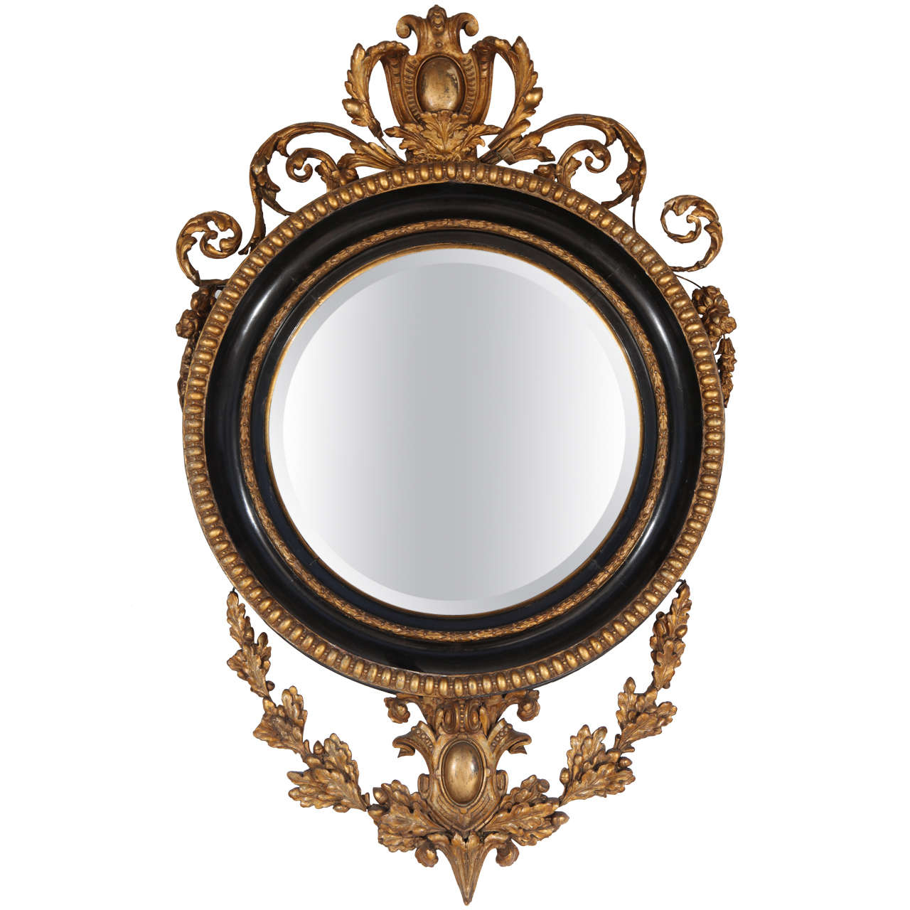 19th Century English Round Gesso Mirror