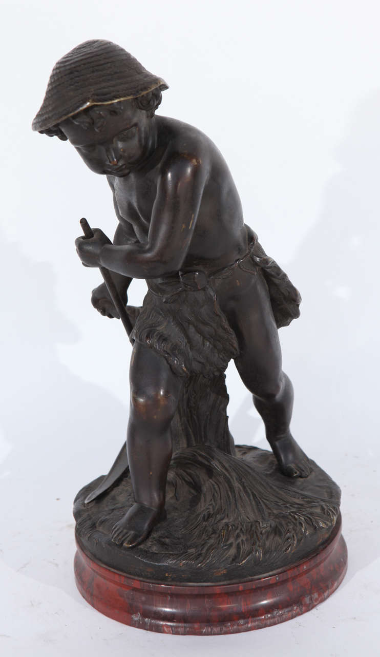 1900's French Bronze of Boy with Sickle