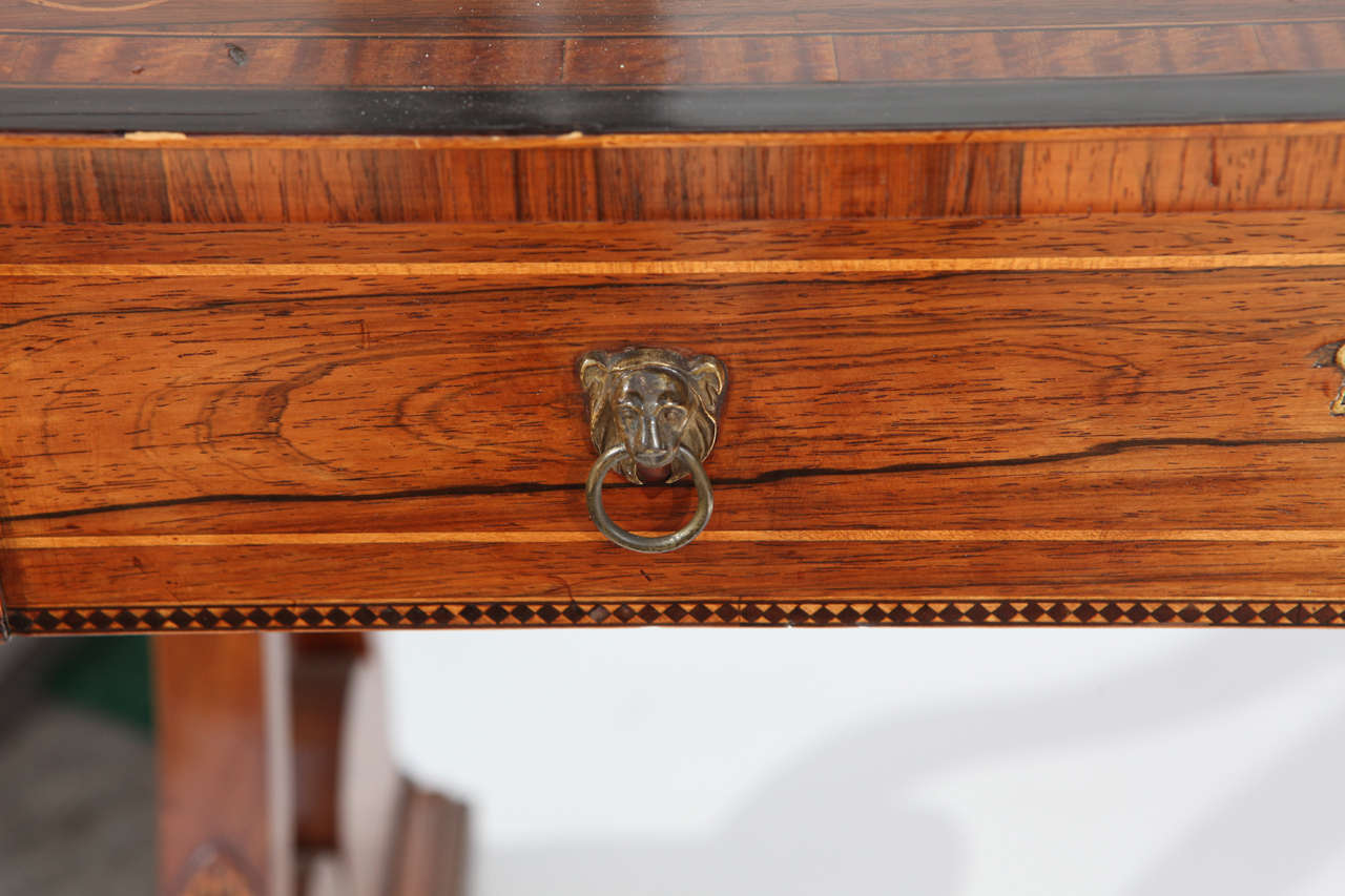 19th Century English Rosewood Regency Desk with Two Drawers 1