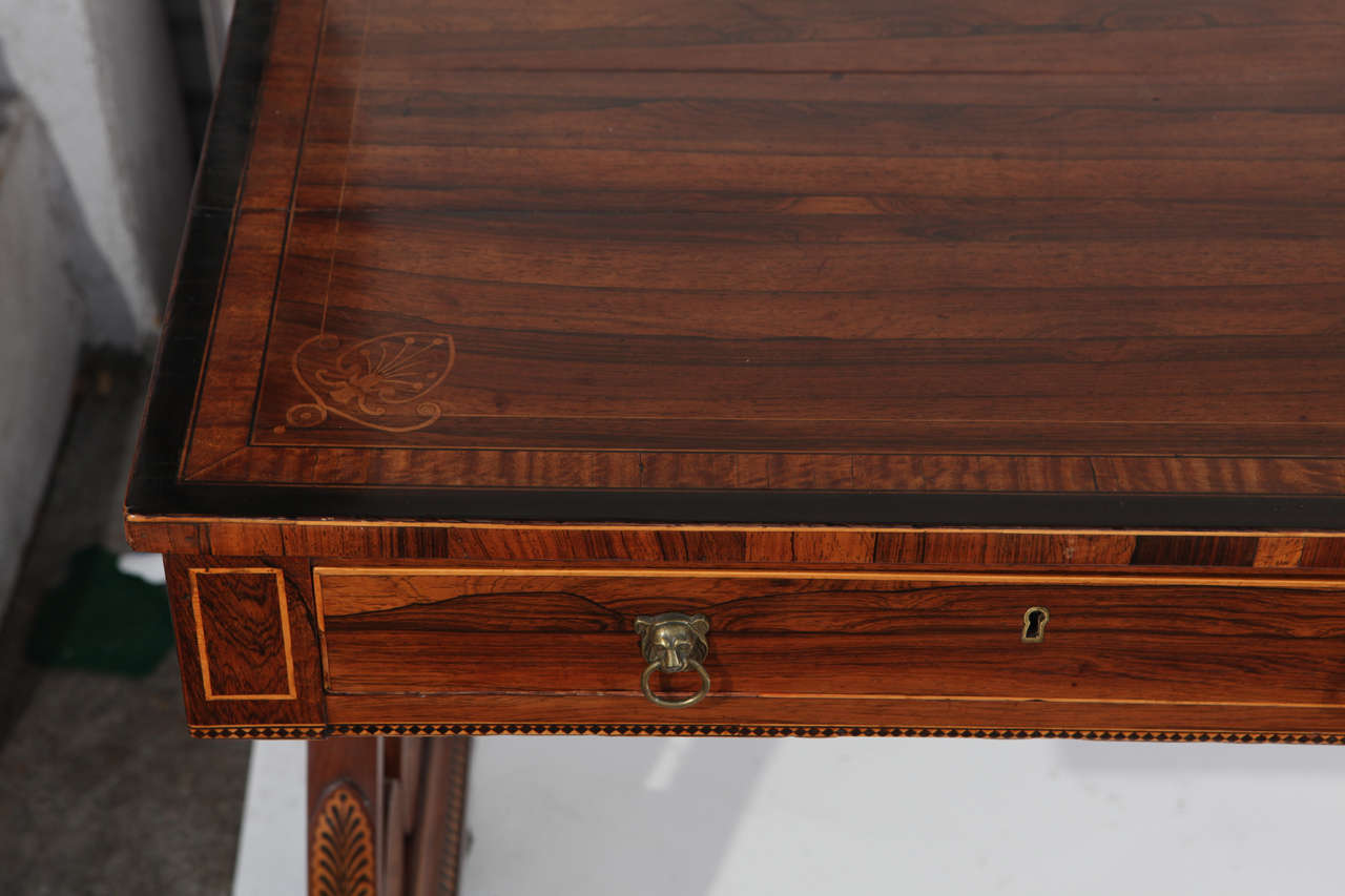 19th Century English Rosewood Regency Desk with Two Drawers 4