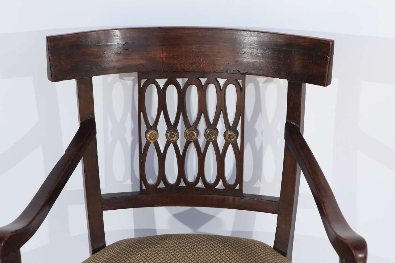 Gilt Single 18th Century Italian Walnut Armchair