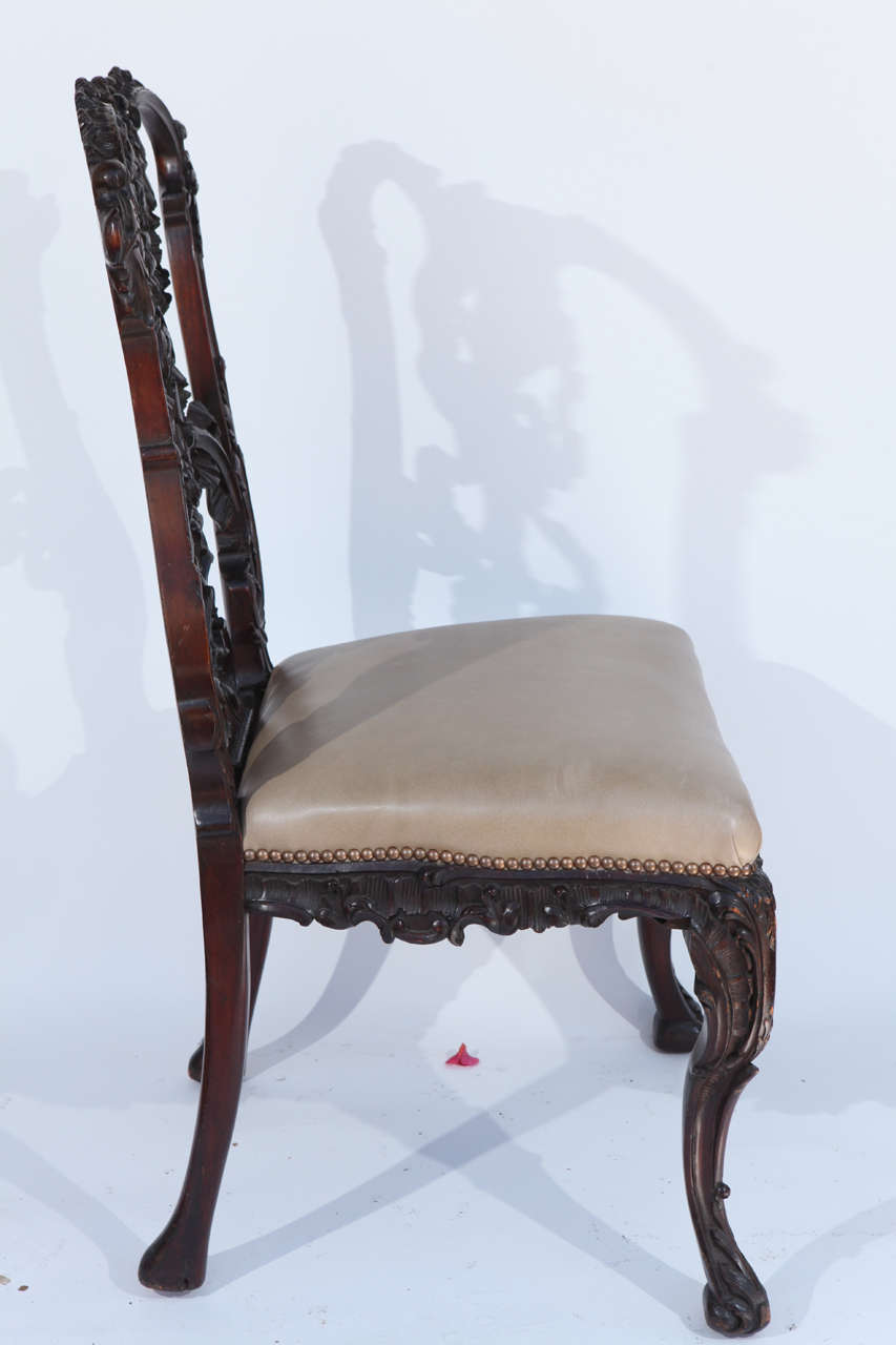 Single 19th Century Chinese Chippendale Side Chair For Sale 1