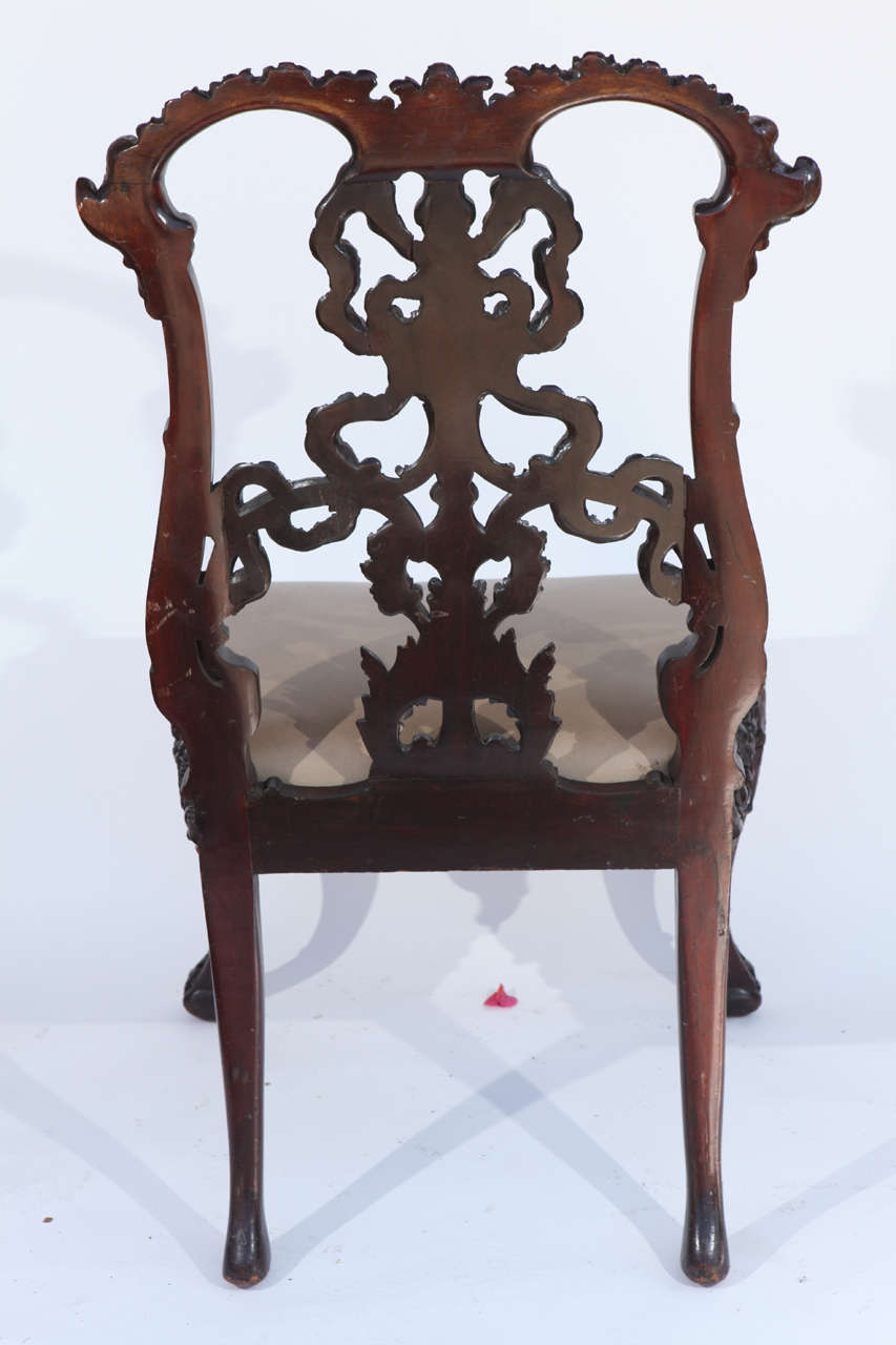 Single 19th Century Chinese Chippendale Side Chair For Sale 2