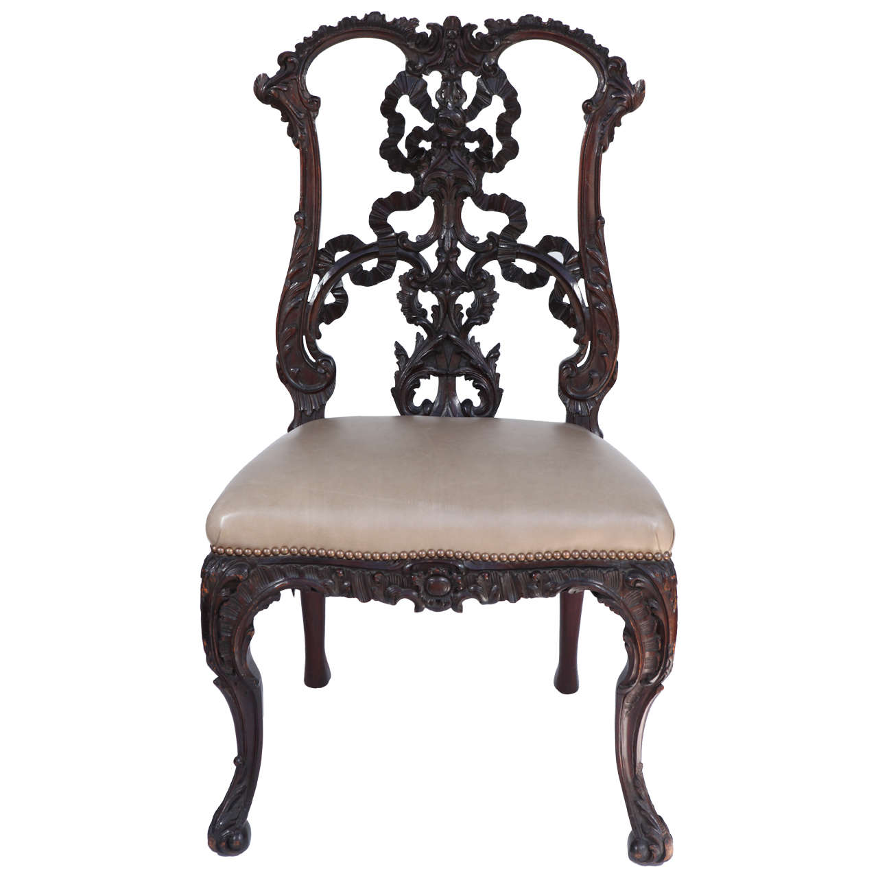 Single 19th Century Chinese Chippendale Side Chair For Sale
