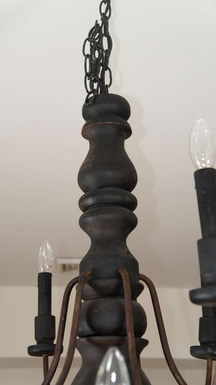 20th Century Wood and Iron Chandelier