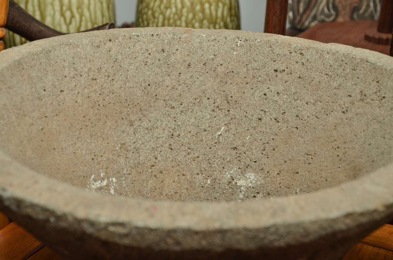 Late 18th Century Qing Dynasty Carved Stone Mortar For Sale 3