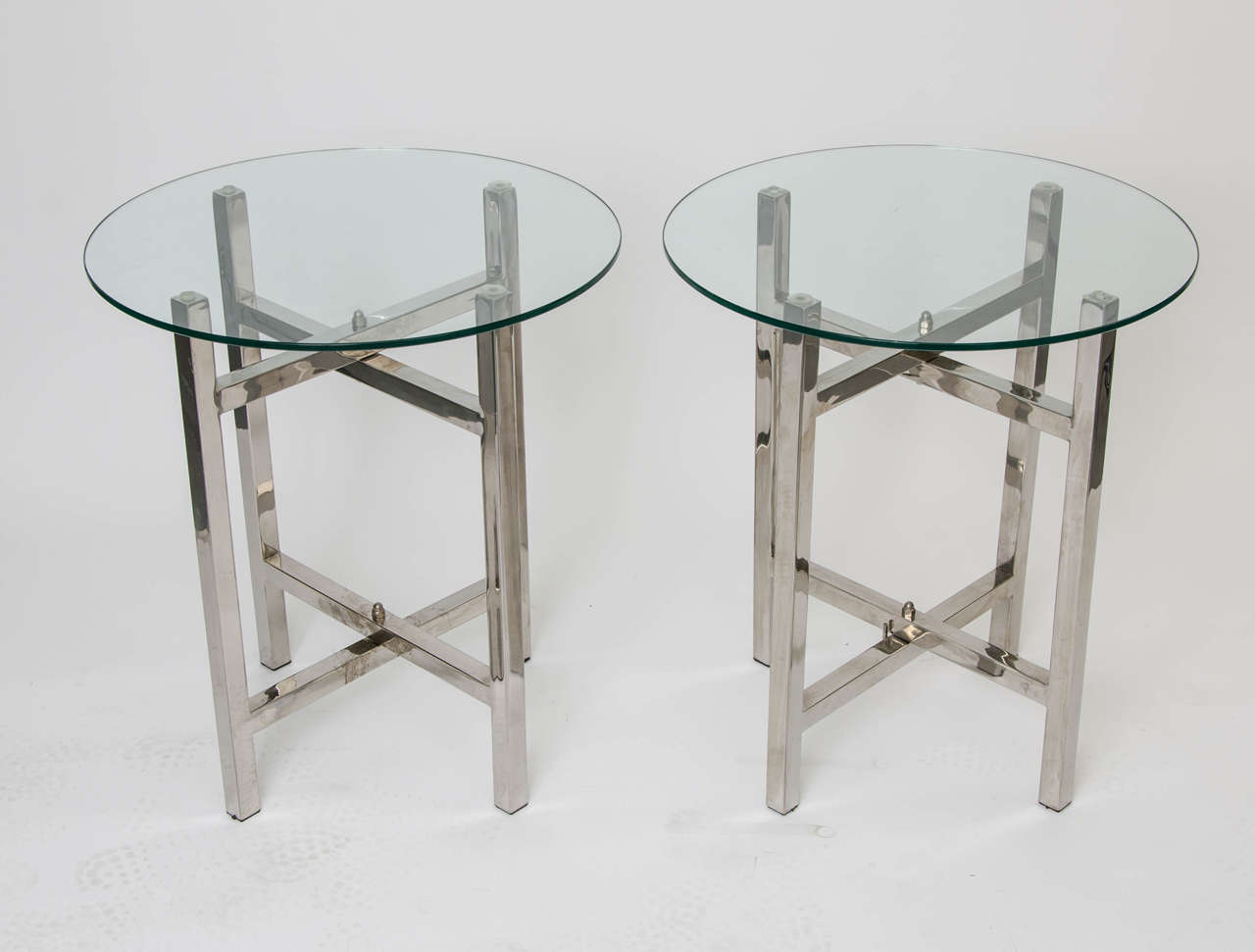 Chrome and Glass Top Side Tables