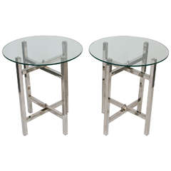 Chrome and Glass Top Side Tables
