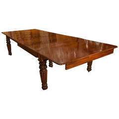 19th Century Mahogany Dining Table with Reeded Legs