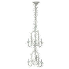 Faux Coral Metal Tall Chandelier