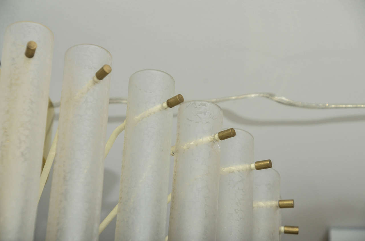 20th Century Three-Tier Chandelier Composed of Multiple Frosted Glass Tubes by Venini