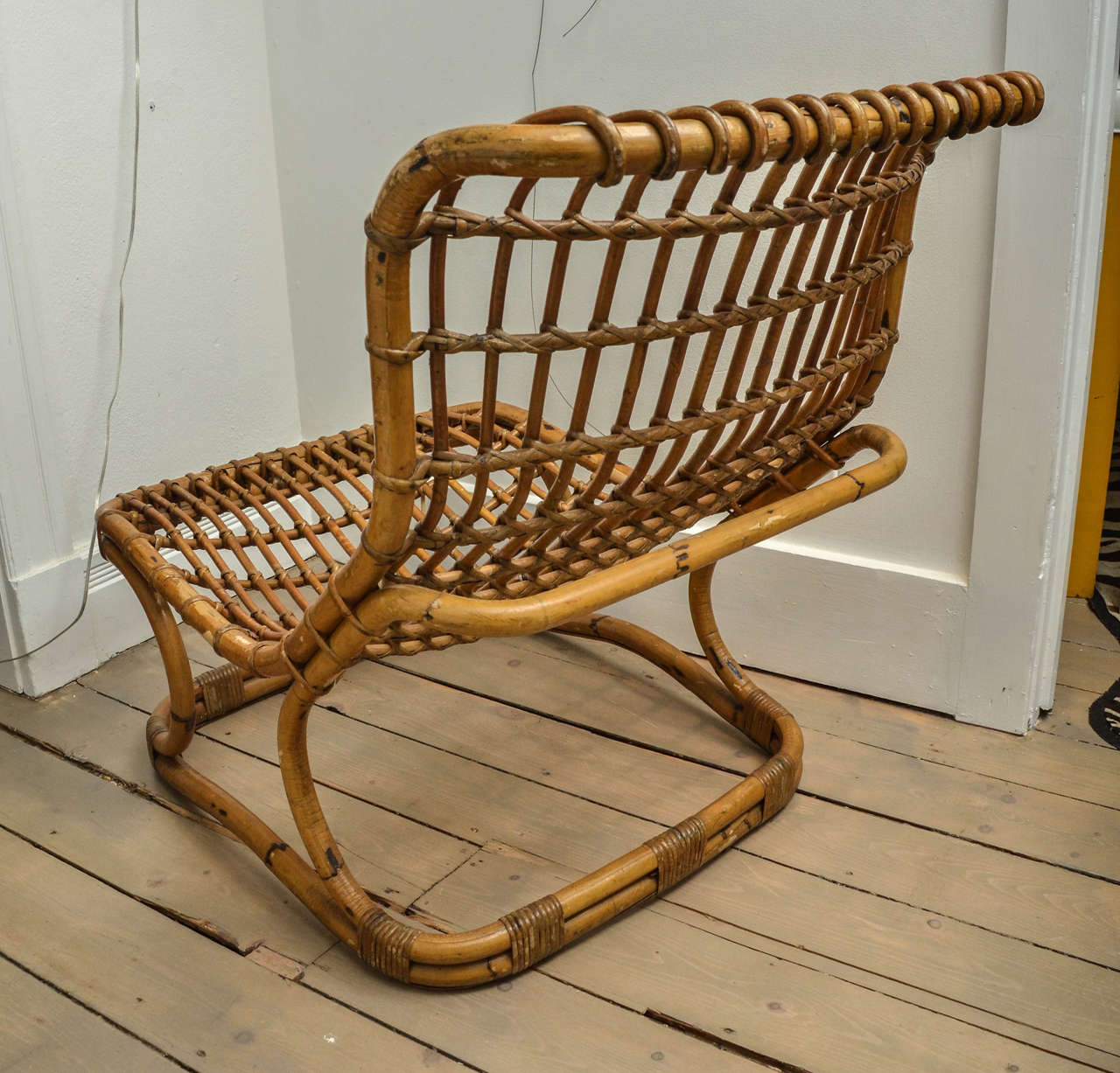 Pair of Rattan Lounge Chairs by Tito Agnoli 1