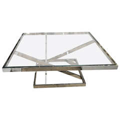Square Chrome Coffee Table with Glass Top 11