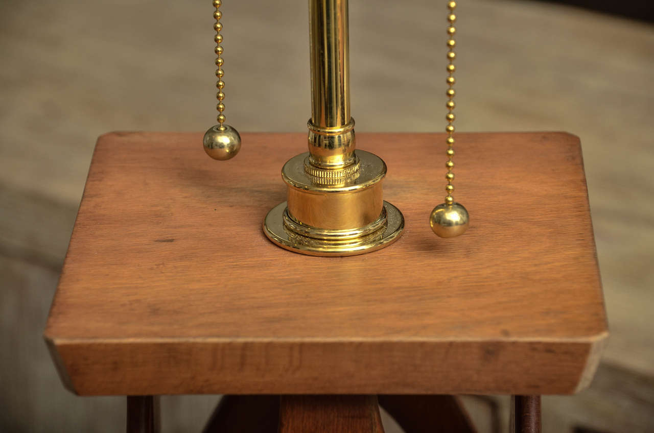 Pair of Wood Open-Work Table Lamps with Brass Hardware 1