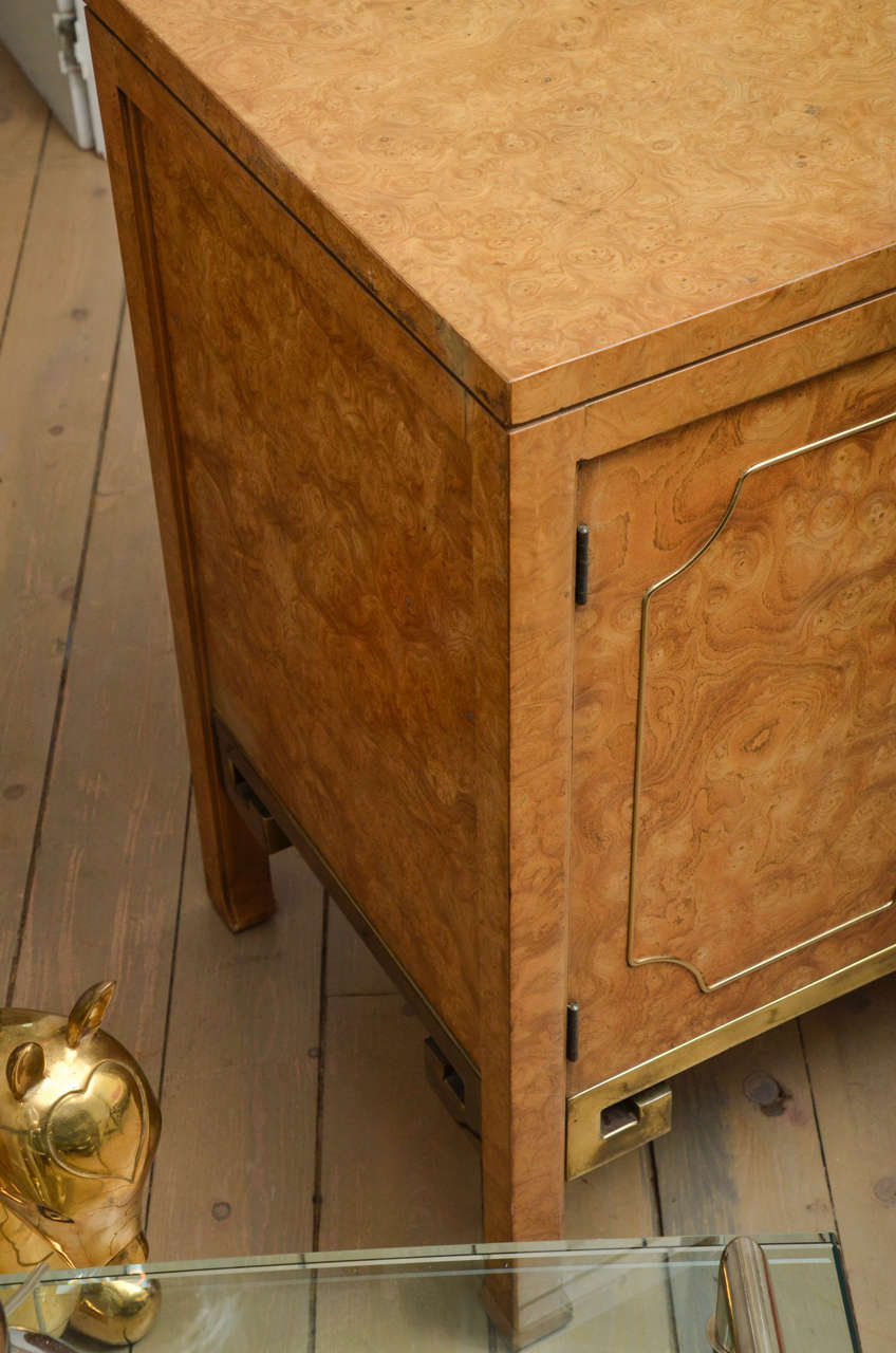 Burlwood Sideboard with Asian Inspired Brass Details 3