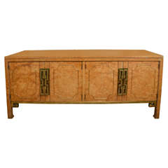 Burlwood Sideboard with Asian Inspired Brass Details