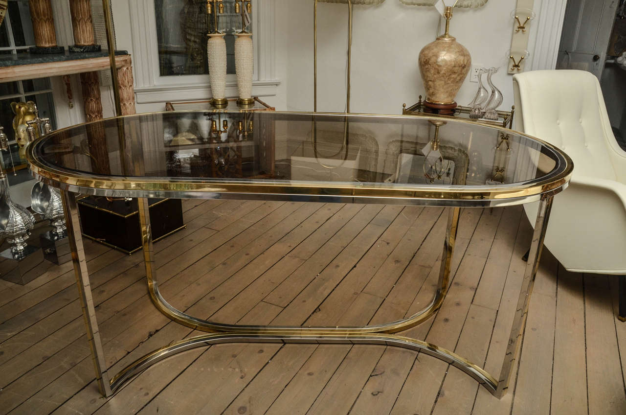 oval smoked glass dining table