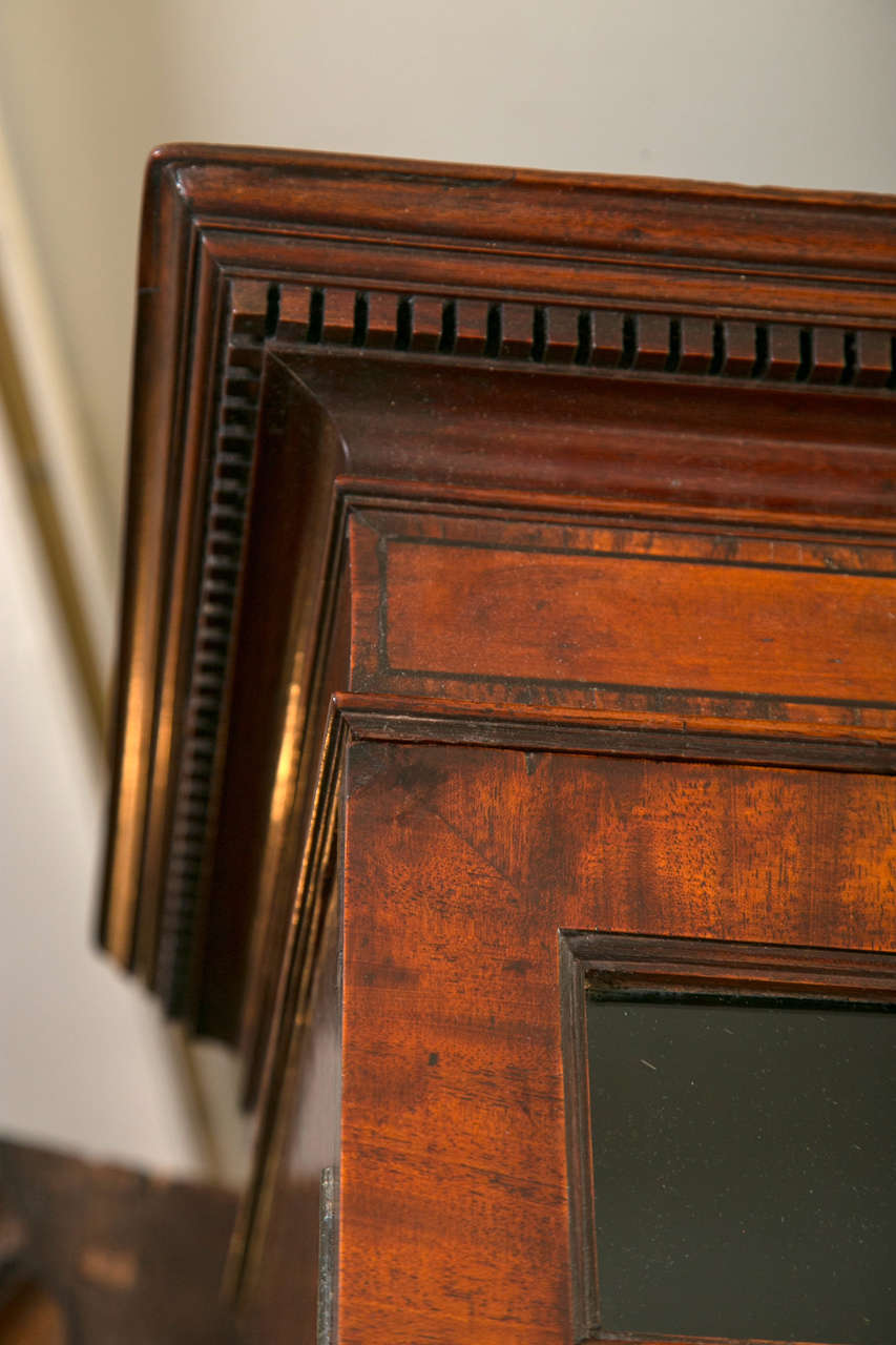 English Mahogany Slant Front Bureau Glazed Bookcase or Secretary