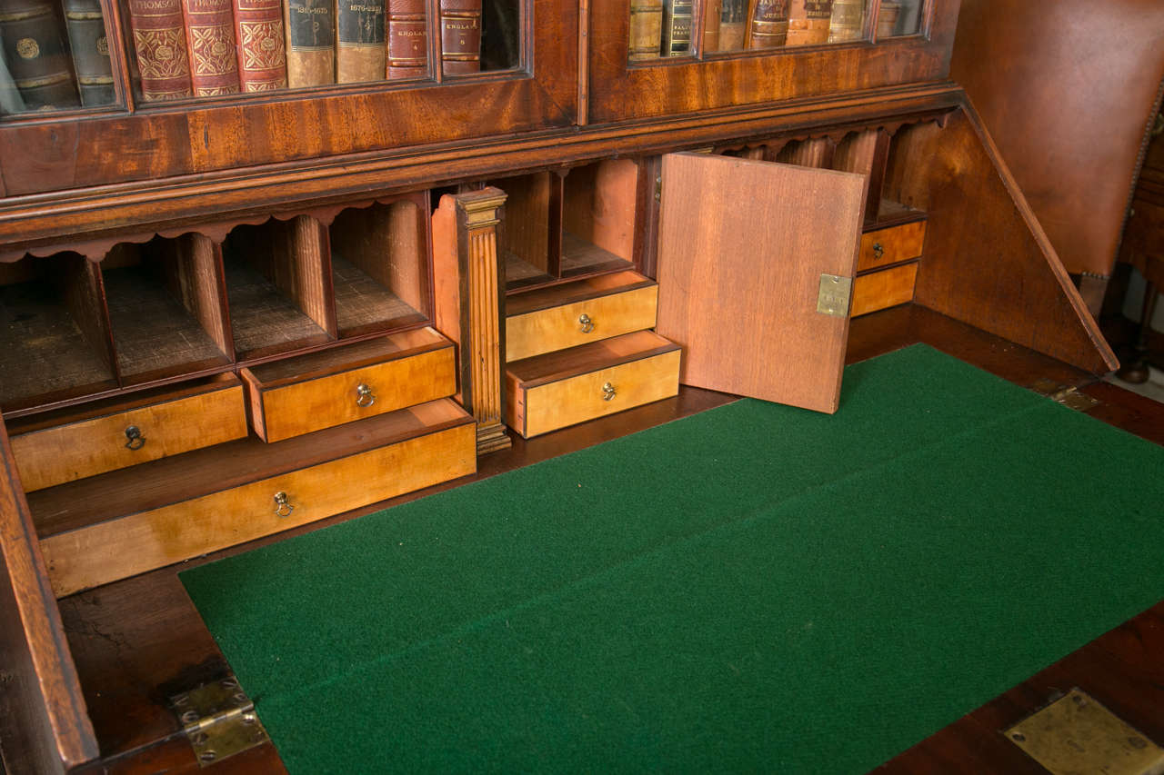 Mahogany Slant Front Bureau Glazed Bookcase or Secretary 2