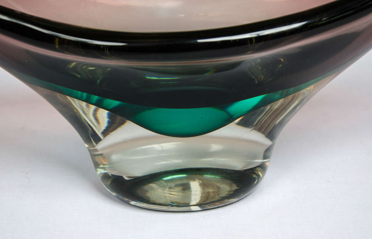 Mid-Century Modern 1940s Italian Venezia Glass Centerpiece Signed by Salviati