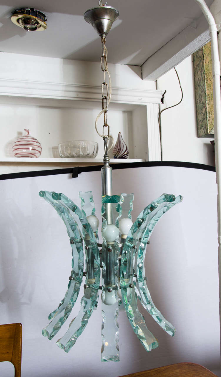 Pair of 1950s Italian chandelier in the style of Fontana Arte.