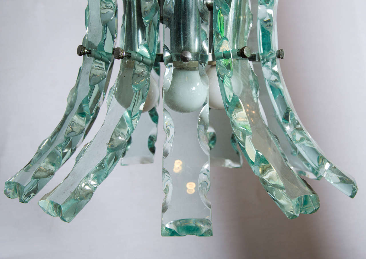 Pair of 1950s Crystal Chandeliers in the Style of Fontana Arte In Excellent Condition In London, GB