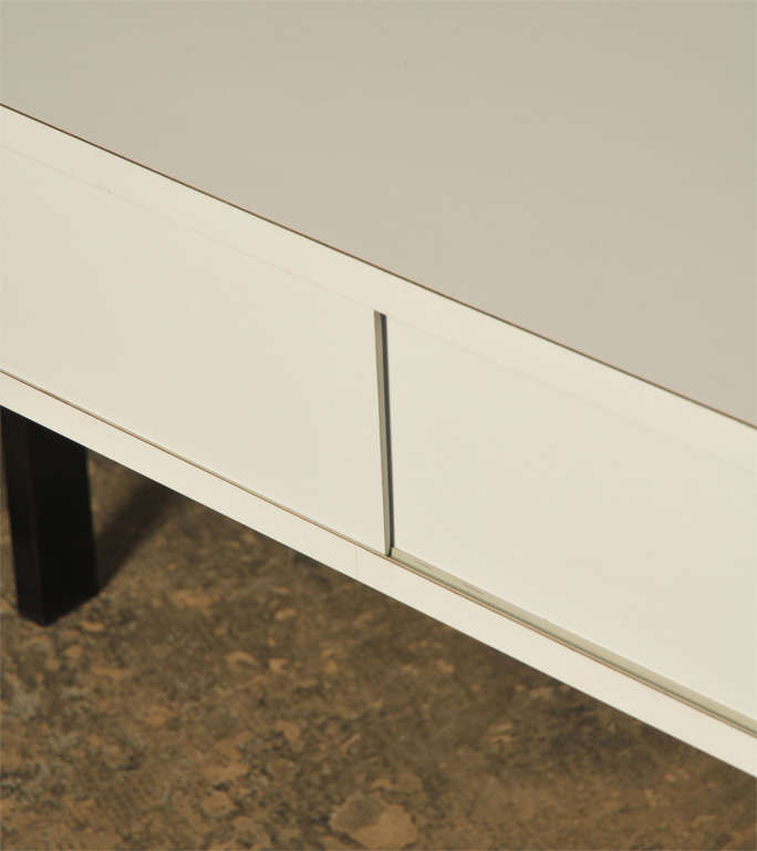 French Work Console in Grey Laminated with Two Doors, circa 1960 For Sale 1