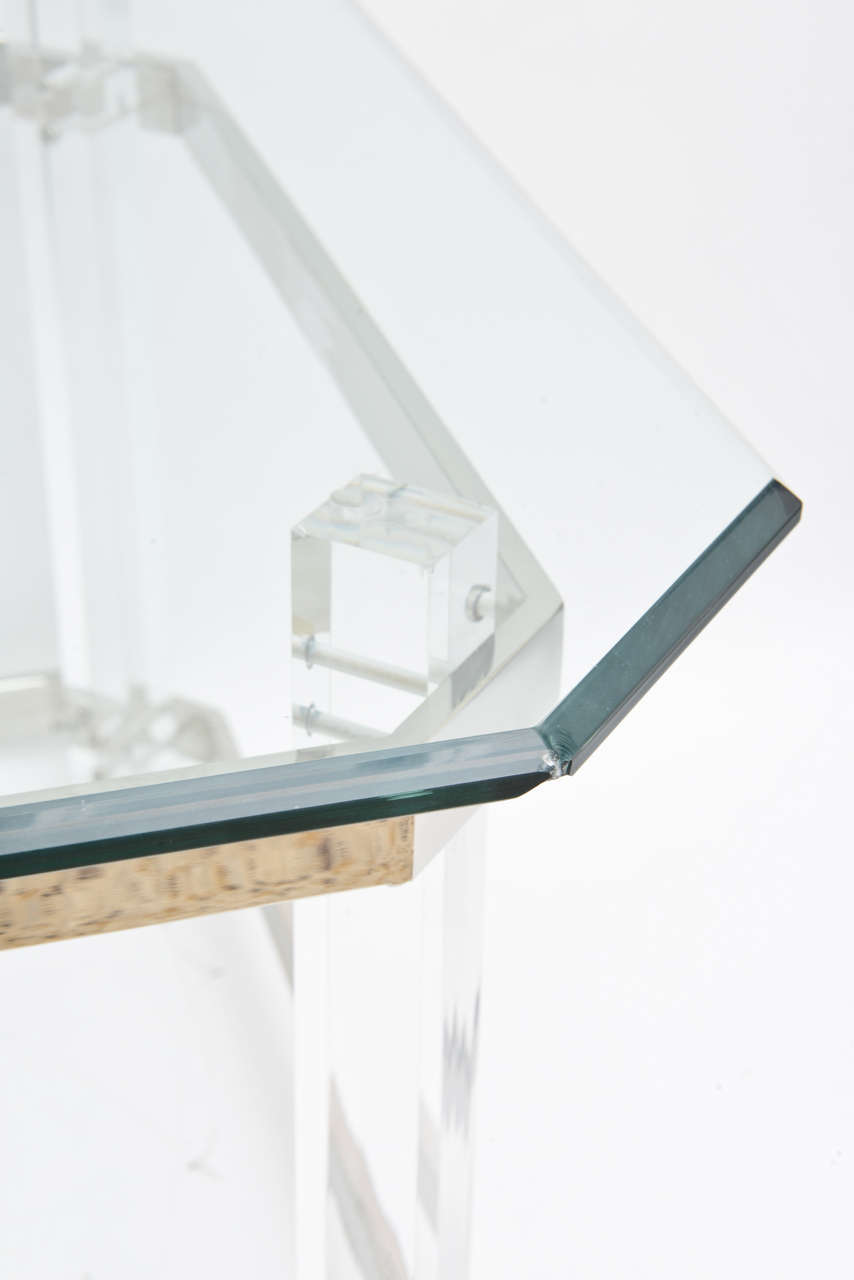 Glass Rectangular Lucite and Chrome Cocktail Table, Charles Hollis Jones, 1970s