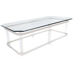 Rectangular Lucite and Chrome Cocktail Table, Charles Hollis Jones, 1970s