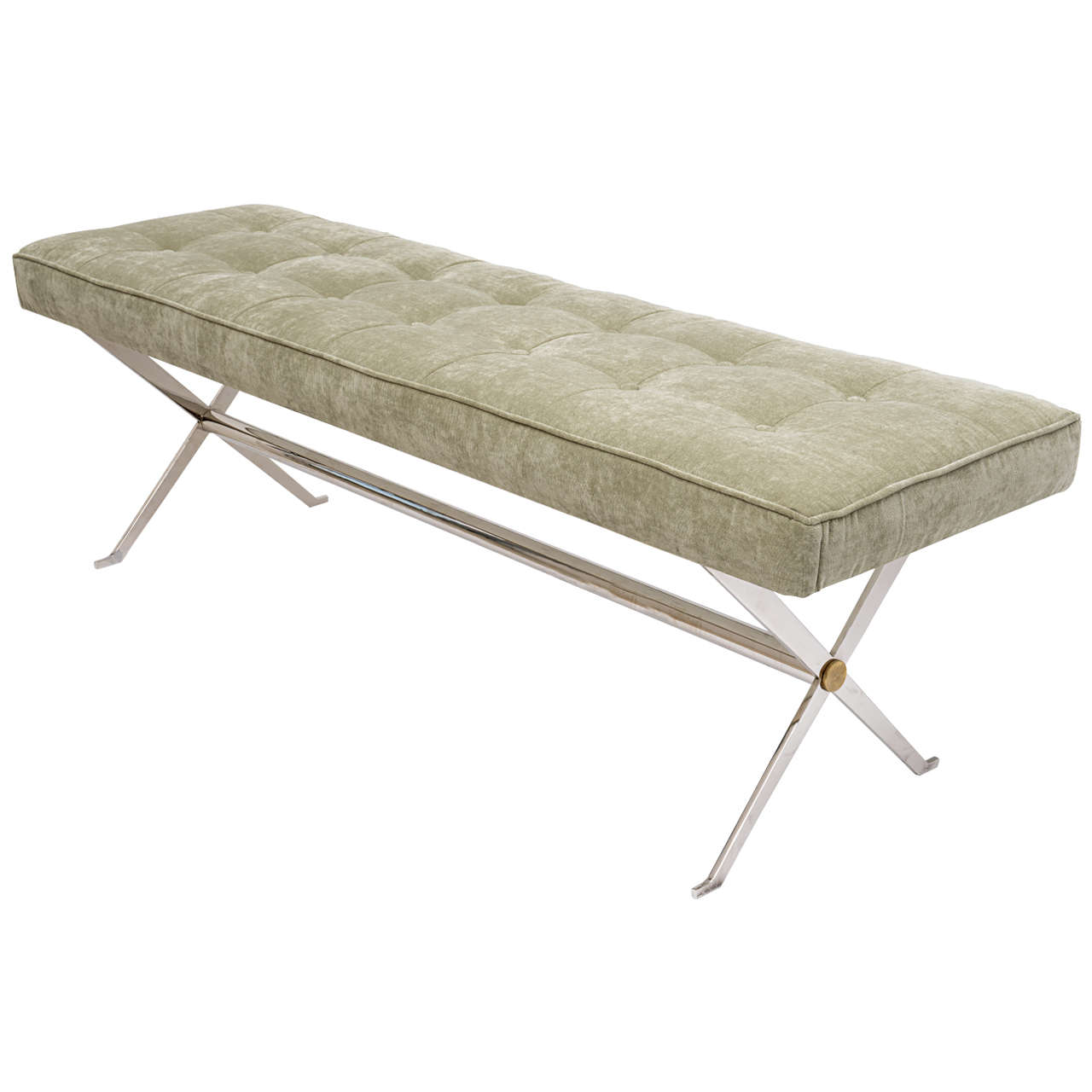 Nickel X Base Bench at 1stDibs