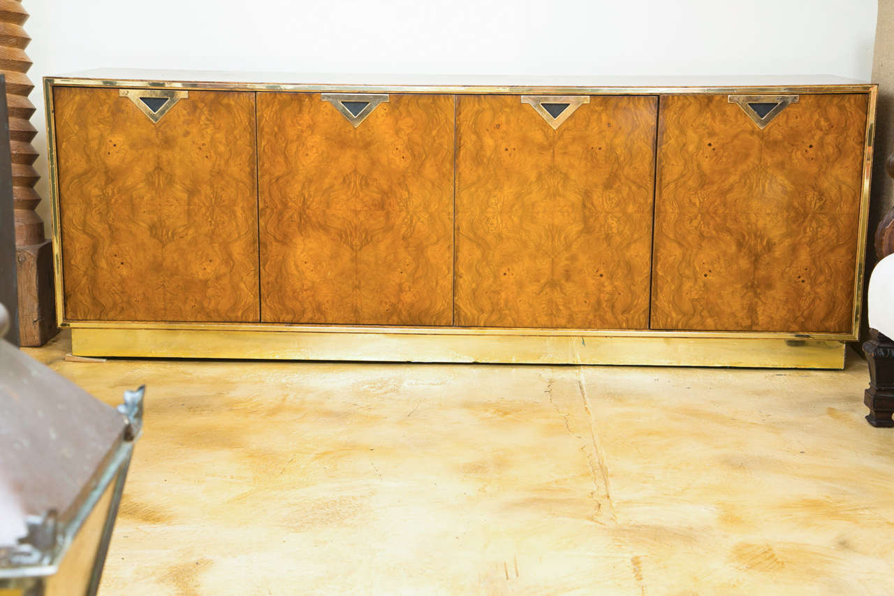 American Burl and Brass 4 door Cabinet