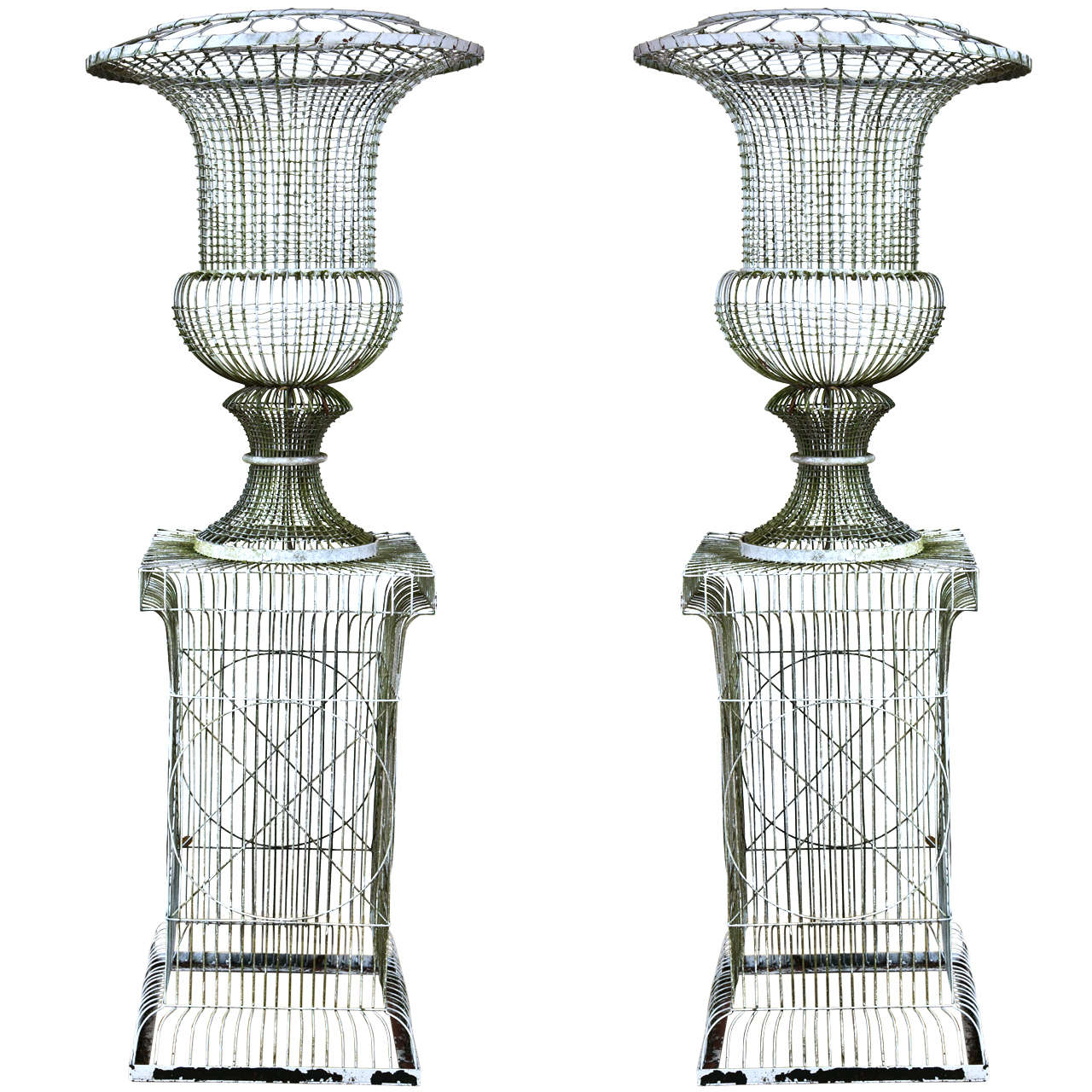 Fabulous Pair of Wire Formed Urn Planters at 1stdibs